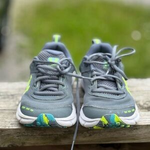 Kids Under Armour Gray and Green Sneakers